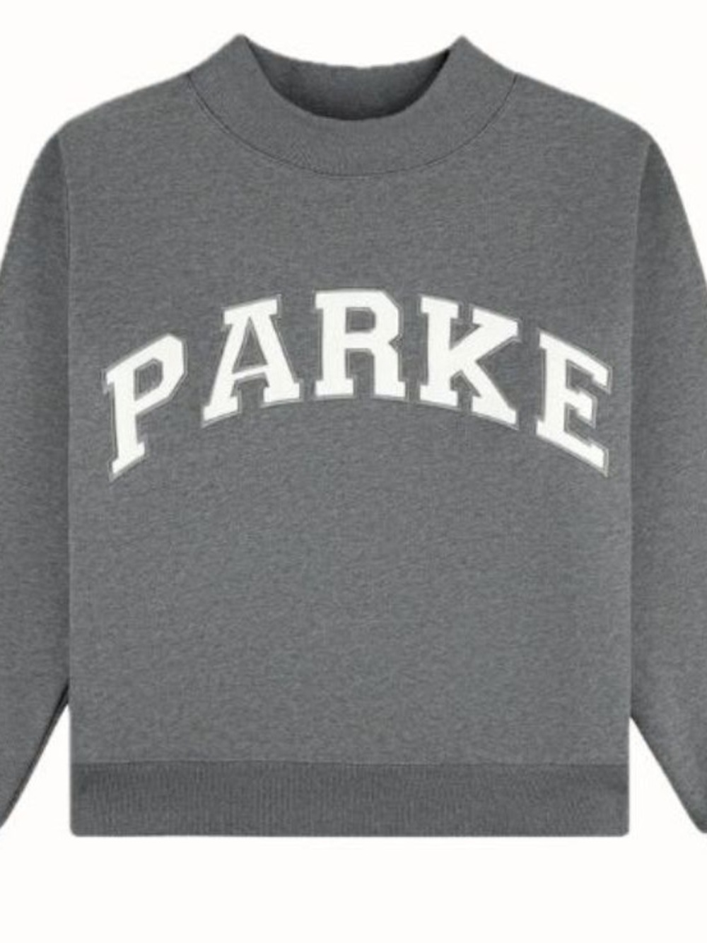 Parke Cozies Stormy Grey Varsity Mockneck Sweatshirt S/M Fleece